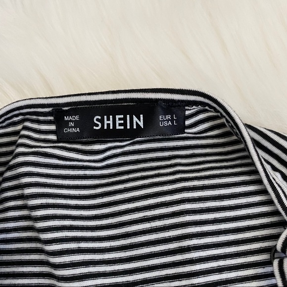 Shein black white striped button front midi dress Large - Picture 7 of 7